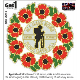 Get1 Poppy Sticker With Soldier and Wreath XL Size Ideal for Van, Lorries - In Support of Veteran's Lifeline