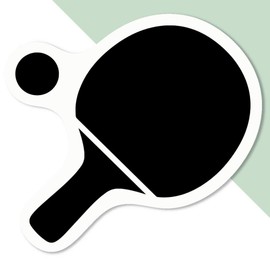 4 x Small 50mm 'Ping Pong Paddle with Ball' Permanent Sticker Decals for Cars/Windows/Bins/Walls etc (DW00108372)