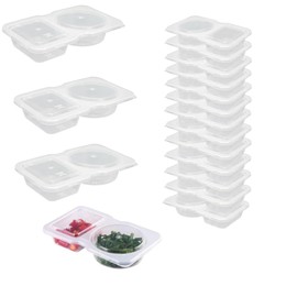 Naisfei Double Compartment Condiment Container,20 Pcs Double Condiment Containers with Lids Portable,Reusable snack pack containers,2 Compartment Snack Containers, for to-go Sauce, Travel Snack