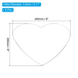 PATIKIL 8inch Dream Catcher Rings, 6 Pcs Metal Heart Shape Macrame Wreath Floral Ring Hoop for Home DIY Craft Wedding Wall Hanging Decorations, White Silver