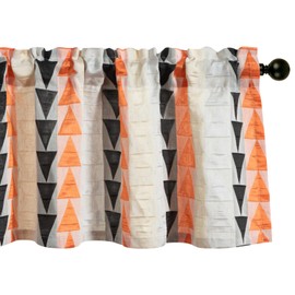 Leeva Modern Curtains for Small Windows, Exquisite Orange Geometric Pattern Valance Curtains for Living Room, Rod Pocket Valance Curtains for Kitchen, 1 Panel, 52 x 18 Inches