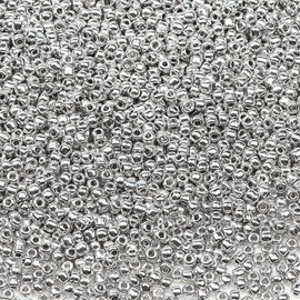Bala&Fillic Opaque Silver Color 3mm Seed Beads About 3600pcs/100Grams in Bag, 8/0 Glass Craft Beads for Making Bracelet and Necklace (Silver)