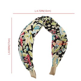 Paquete de 4 diademas anchas con estampado floral y nudo cruzado para mujer, bandas para el cabello anudadas a la moda, clásicas