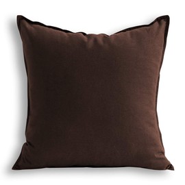 Jeanerlor 24 x 24 Inch Decorative Square Cool Soft Cotton Linen Soild Throw Pillow Covers Brown Cushion Case for Bar/Coffee Shop/Play Room/60 x 60 cm