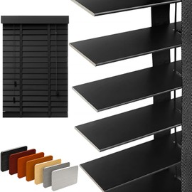 2" Slats Wood Blinds for Indoor Windows: Solid Wooden Blackout Blinds & Shades,Black Out Privacy Horizontal Blinds for Home Bedroom Bathroom Living Room Windows and Doors 23" WX48 H Black