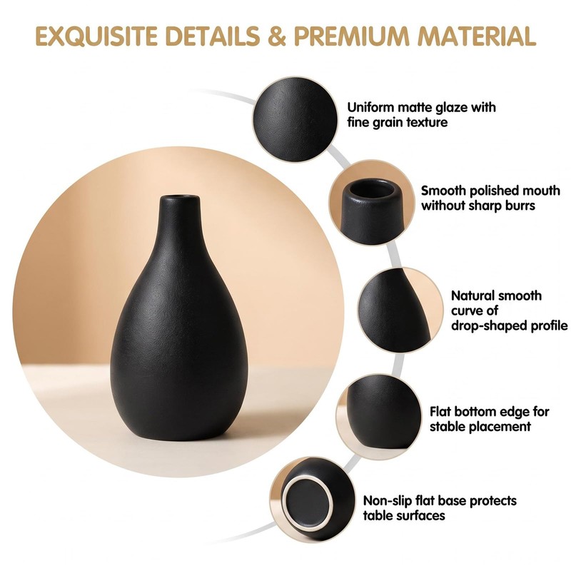 4.5 Inch Matte Blue Ceramic Bud Vase, Small Teardrop Shape