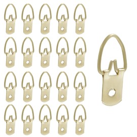 Coufce 100 Pack D Ring Picture Hangers, Metal Picture Frame Hangers with Screws, Single Hole Hook for Clocks, Paintings, Decorations(Gold)