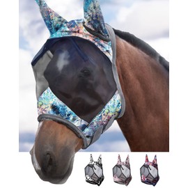 Harrison Howard LumiVista Horse Fly Mask Standard with Ears UV Protection for Horse Pastel Mix M Cob
