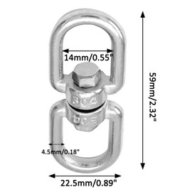 Bonsicoky M5 Double Ended Swivel Eye Hook, 304 Stainless Steel Eye to Eye Swivel Shackle Ring Connector, 2 Pcs