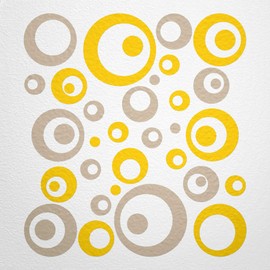 WANDfee® Wall Tattoo, Circles, Dots, 50 Stickers, Colour Choice For Children's Bedroom, Living Room, Hallway, Bathroom, Kitchen, Tile Stickers, yellow
