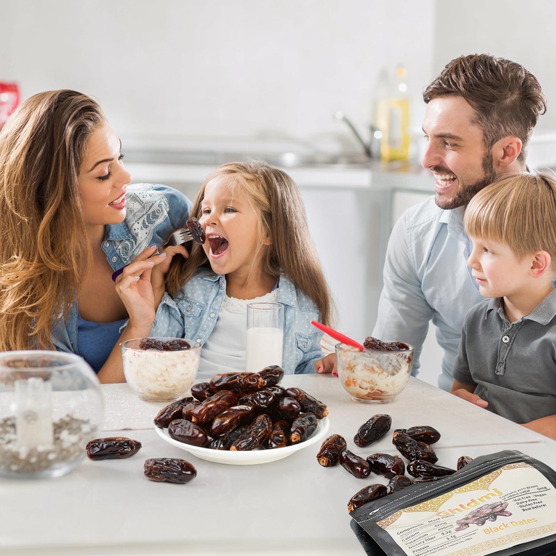 Premium Black Dates, Organic & Unsweetened, Gluten - Free, Vegan,