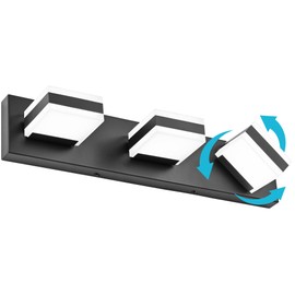 SOLFART LED Dimmable Black Vanity Light Over Mirror,3 Lights Bathroom Light Fixtures, Restroom Modern Vanity Lighting for Bathroom Cool Light 6000K