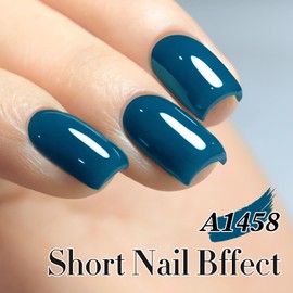 Double Rhythm 15ML Gel Polish Jelly Sheer Pastel Light Milky Color 1 PC 0.53 OZ Bottle UV Nail Polish Art Salon at Home for Women (Lake Blue-B-A1458)