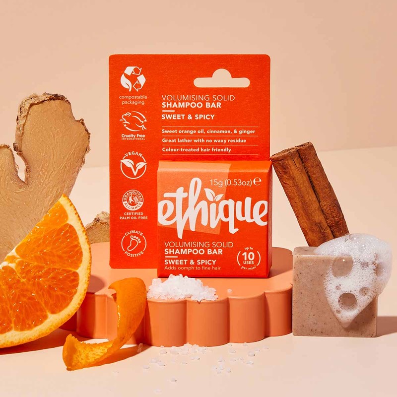 Ethique Sweet & Spicy Volumising Solid Shampoo Bar Mini, 15g