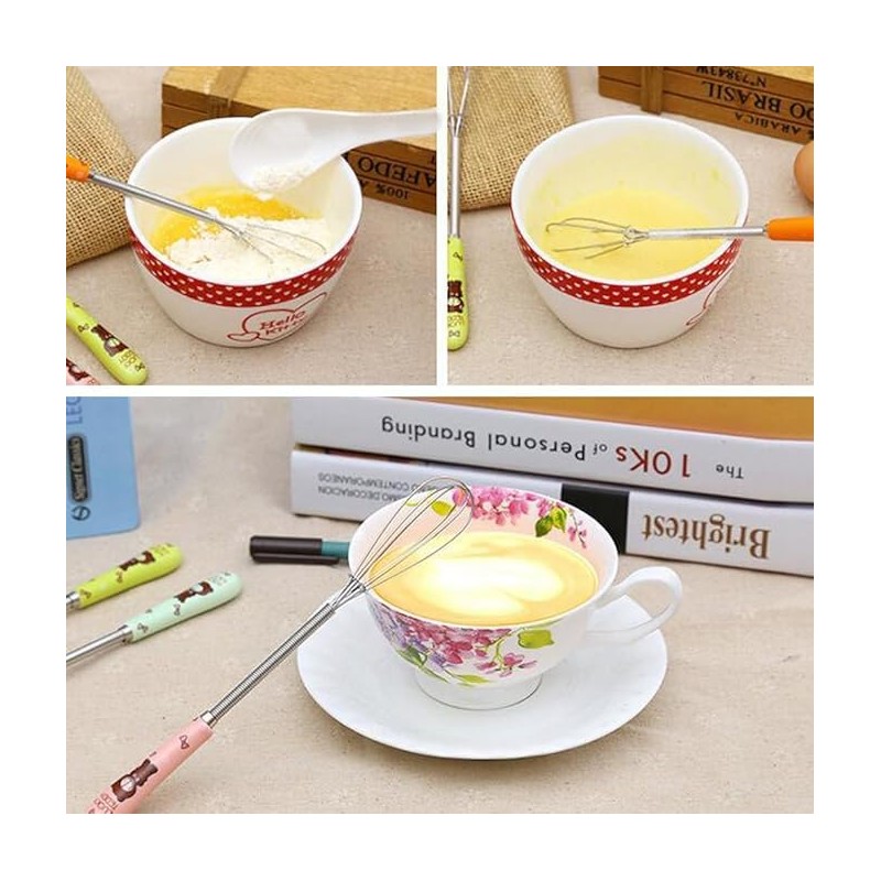 Whisking Cream Butter Ceramic Handle Egg Beaters Manual Stainless Steel