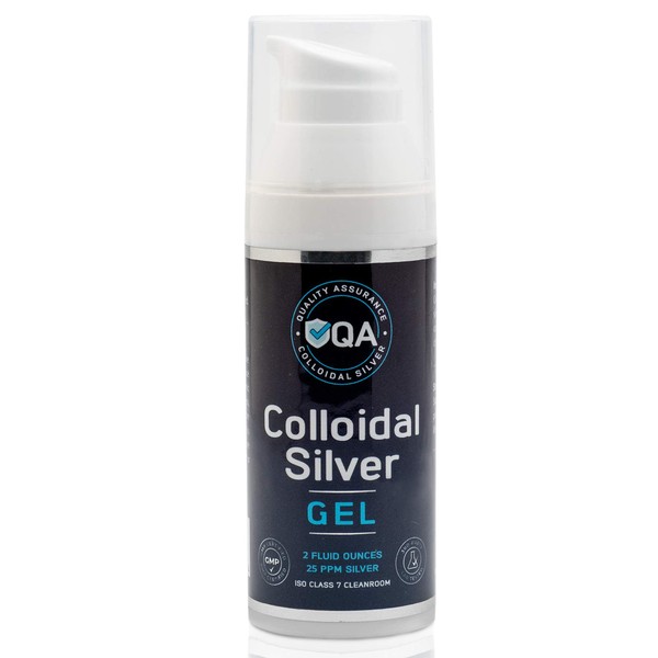 QA Colloidal Silver Gel – Pure 25ppm Colloidal Silver Gel for Healthy Skin – 2oz Contamination-Proof Airless Pump Bottle