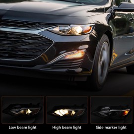 FIONE - For Chevy Malibu Headlight Assembly 2019 2020 2021 2022 Replacement Halogen Headlamp Projector Left Driver Side 84680167 84650573 GM2502498 LH