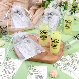 RZJSLSHANHAI 36 Sets Wedding Acrylic Shot Glasses 2oz Wedding Tall Glasses Take a Shot We Tied the Knot Clear Plastic Glasses with Thank You Cards Organza Bags for Guest Newlyweds Bridal Shower Gifts