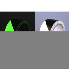 FindTape Glow in the Dark Egress Hazard Marking Tape (GLW-HZ): 2 in. x 33 ft. (Alternating Luminescent Lime Green and Black)