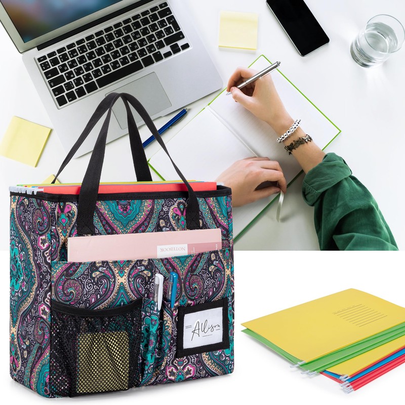 LoDrid Collapsible File Tote Bag with Handles, Portable File Organizer