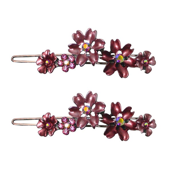 Bella Set of 2 Hair Barrettes Hair Clips With Snap-on Clip for Thin Hair 2 Count YY86400-11-2winered