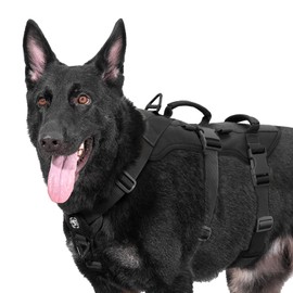 OneTigris Escape Proof Dog Harness, No Pull Dog Harness with Handles, Tactical Multi-Use Support Dogs Harnes for Large Dogs Everyday Wear Walking Hiking Training (Black, X-Large)