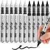 YWPXSN White & Black Acrylic Markers Sets, 12 Pcs Brush