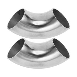 Motoforti 2pcs 90 Degree Mandrel Bend Elbow Car Exhaust Pipe Tubing Piping 1.5" Inch OD Thickness 1.0mm/19GA 38x100x1.0mm 304 Stainless Steel Silver Tone