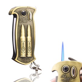 CIEUXIFSR Cool Metal Design Jet Torch Lighter Refillable Butane Novelty Lighter for Gift Fireplace Candle Camping BBQ (Without Gas) (17)