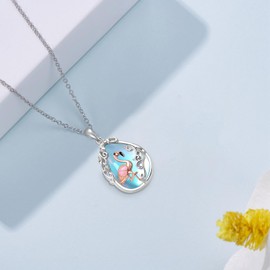 Peireara Flamingo Necklace for Women 925 Sterling Silver Flamingo Pendant Flamingo Gifts Cute Animal Flamingo Jewelry for Women