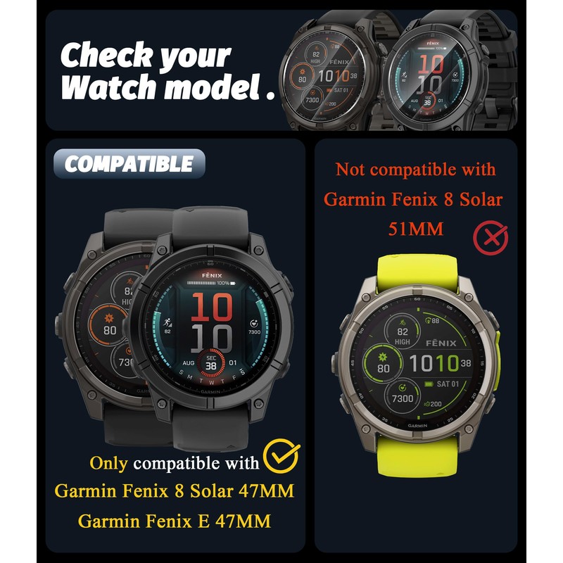 Orzero (4 Pack) Watch Screen Protector Compatible for GRMN Fenix