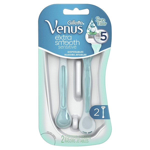 Gillette Venus Extra Smooth Sensitive Women's Disposable Razors, 2 Count