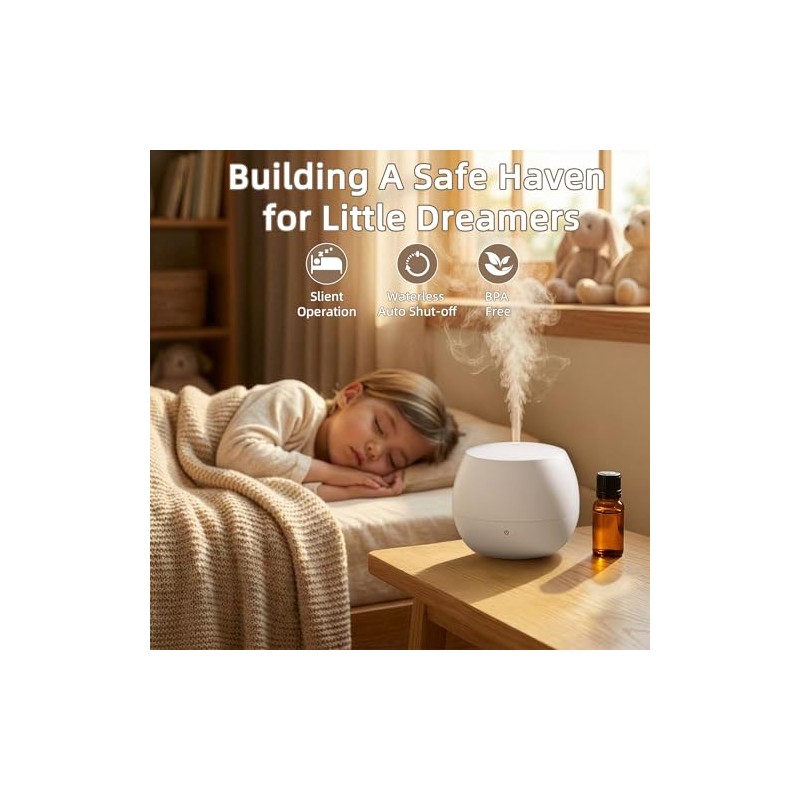 Essential Oil Diffuser, Small Ultrasonic Aromatherapy Diffuser with Auto-Off Function,