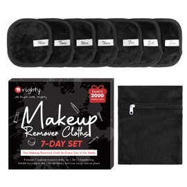 Orighty Makeup Remover Cloths 7-Day Set, Premium & Reusable Makeup Remover Pads, Erase Makeup With Just Water, Makeup Set For Eyes, Lips, Foundation and more, Ideal Choice For Women (Black)