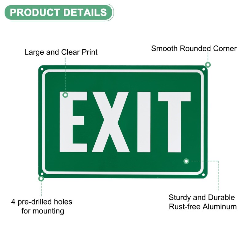 M METERXITY 2-Pack Exit Sign 12x8 Inch Aluminum Reflective Enter