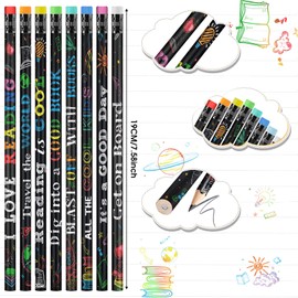 Pasimy 240 Pcs Reading Motivational Pencils Bulk Black Novelty Wooden Pencils with Eraser Classroom Inspirational Pencils with Sayings for Kids Student Teacher School Reward Gifts Stationery Party