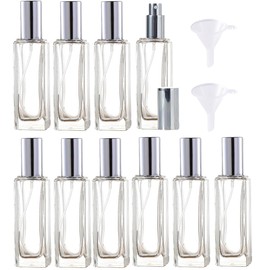 Rowcay Mini Perfume Atomizer 20ml Refillable Glass Perfume Bottles Empty Spray Bottles for Travel Fine Mist Sprayer for Toiletries Sample Dispenser -10 Pcs Silver
