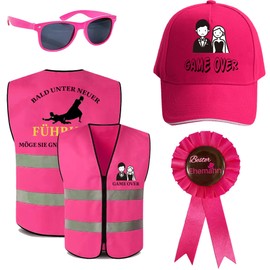 jenich JGA Männer Weste Junggesellenabschied Männer Kostüm Junggesellenabschied Hut und Brille JGA Deko Weste Game Over lustig Geschenk Kostüm Accessoires für Bachelor