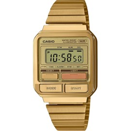 Casio Digital Wristwatch, Vintage Series, A120WE Series, Unisex, Overseas Model, Gold A120WEG-9A, Bracelet Type