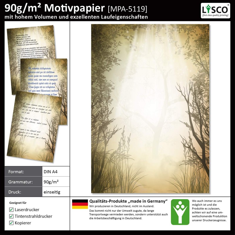 Lysco Natural Certified Design Letter Paper DIN A4 25 Sheets