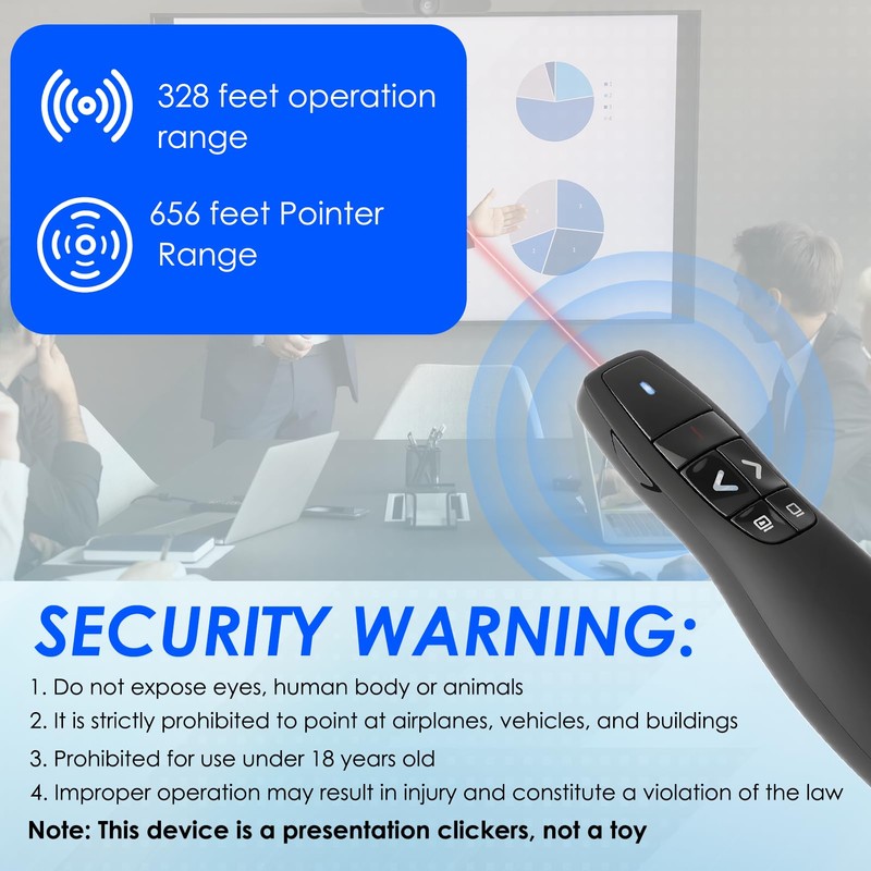 Wireless Presenter Remote Presentation Clicker for Powerpoint 2.4GHz 328FT/100M Presentation