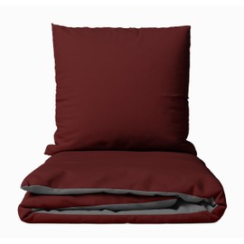 Leonado Vicenti Microfibre Bed Linen 135 x 200 cm Duvet Cover 80 x 80 cm Pillowcase Bordeaux Grey Reversible Bed Linen Soft Breathable with Zip