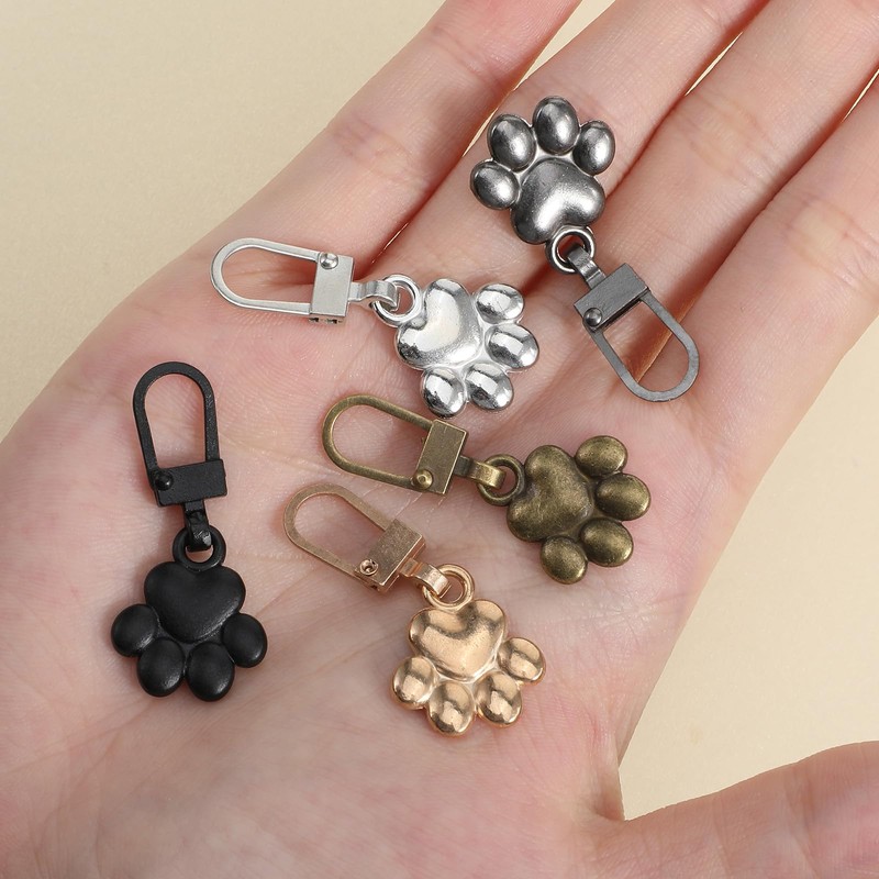 Elegaperma 30pcs Zipper Pulls Charms, Dog Paw Zipper Pull Charms,