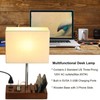 Briever USB Table Lamp, Multi-Functional Bedside Desk Lamp with 2