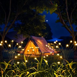 BAZAR UNICO Solar Firefly Lights, Upgraded Solar Firefly Lights Outdoor Waterproof, Solar Outdoor Lights, Solar Garden Decorative Lights Yard Patio Pathway Decoration (Yellow Lights, 10 LEDs)