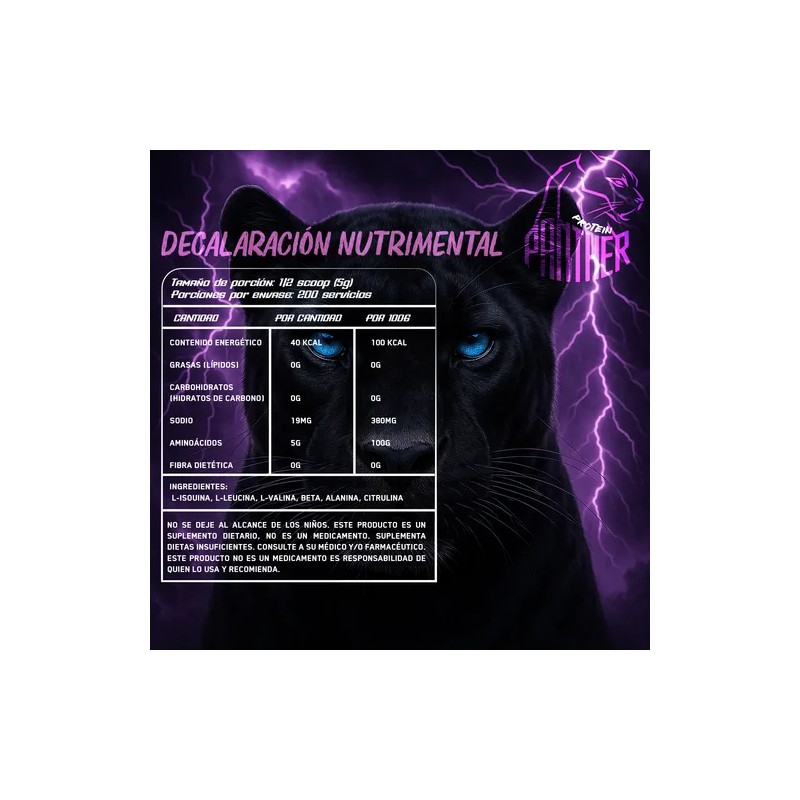 Creatina Monohidratada 1kg En Polvo Panther Protein Sabores