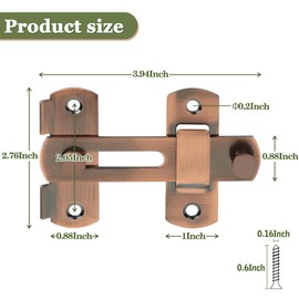 Alise 4 inch Flip Latch Gate Latches, Safety Door Latch for Barn Wood Fence Sliding French Doors,Heavy Duty Stainless Steel Gate Hardware Red Bronze,MS9001-R