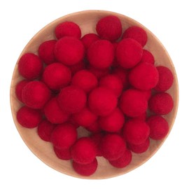15mm 5/8inch Felt Wool Beads Balls Pom Pom Handmade DIY for Craft Garland Dream Catcher Baby Moile Pompom Home Decor Christmas Nursery Party Birthday Wedding Props (Red 15mm 30pcs)