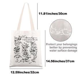 MYSOMY Pride Prejudice Tote Bag Barely Tolerable Gift Mr. Darcy And Elizabeth Bennet Tote Bag Pemberley House Gifts Literature Reader Gift (Tolerable UK)