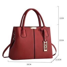 Women's PU Leather Handbag Stylish Tote Shoulder Bag with Crossbody Strap Elegant Spacious Purse for Work & Everyday Use (Red)